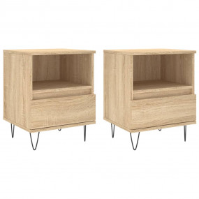Bedside Cabinets 2 pcs Sonoma Oak 15.7x13.8x19.7" Engin...