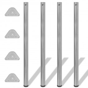 Table Leg Set of 4 Brushed Nickel Iron Standard Adjusta...