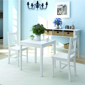 Dining Table And Chair White Pinewood Small Durable