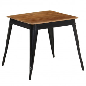Dining Table Brown and Black Solid Acacia wood and Stee...
