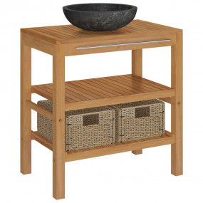Vanity Cabinet With Sink Black Solid teak wood Medium
