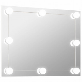 Wall Mirror With Led Light Silver Glass, EVA, Plastic
