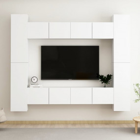 TV Cabinet White Engineered wood Modern TV Stand HiFi C...