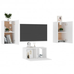 TV Cabinet Set of 3 White Engineered wood Medium