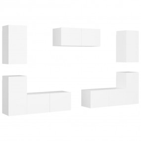 TV Cabinet White Engineered Wood Medium TV Cabinet Rect...