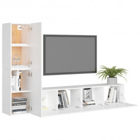 TV Cabinet Set Set of 4 White Engineered Wood Medium