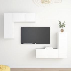 TV Cabinet Set Set of 4 White Engineered wood Modern