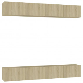TV Cabinet Set of 4 Sonoma oak Engineered wood 39.4x11....