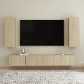 TV Cabinet Sonoma oak Engineered wood Wall mounting TV ...