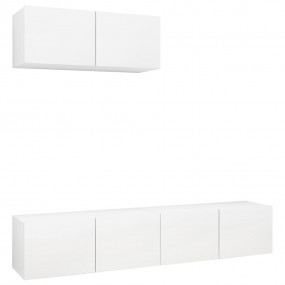 TV Cabinet Set of 3 White Engineered Wood Standard TV C...