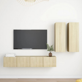 TV Cabinet Set Set of 4 Sonoma oak Engineered wood Medi...
