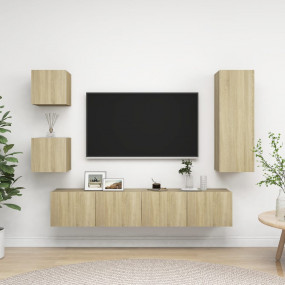 TV Cabinet Set Set of 5 Sonoma oak Engineered wood Medi...