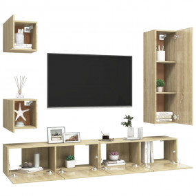TV Cabinet Set Set of 5 Sonoma oak Engineered wood Medi...