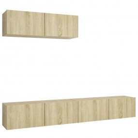 TV Cabinet Set of 3 Sonoma Oak Engineered Wood Medium