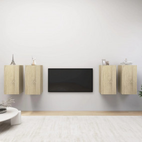 TV Cabinet Set of 4 Sonoma Oak Engineered Wood Medium