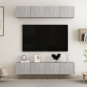 TV Cabinet Set of 4 Concrete gray Engineered wood Stand...