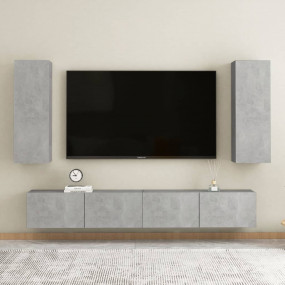 TV Cabinet Concrete Grey Engineered Wood TV Cabinet Rec...