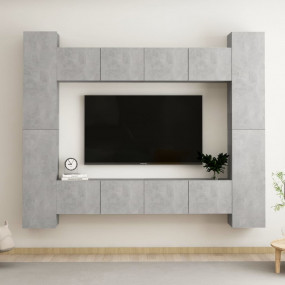 TV Cabinet Concrete grey Engineered wood Large TV Cabin...