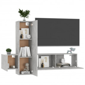 TV Cabinet Concrete Grey Engineered Wood Standard TV Ca...