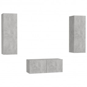 TV Cabinet Set of 3 Concrete grey Engineered wood Mediu...