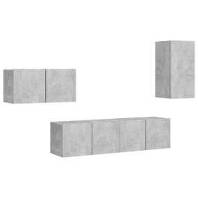 TV Cabinet Set Concrete Grey Engineered Wood Medium