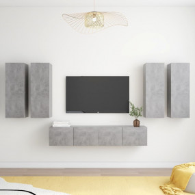 TV Cabinet Set Set of 6 Concrete Grey Engineered Wood M...