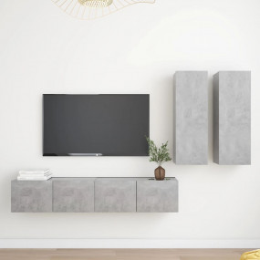 TV Cabinet Set Set of 4 Concrete Grey Engineered Wood 4...