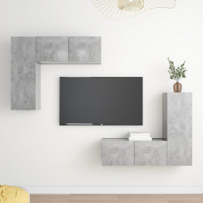 TV Cabinet Set Set of 4 Concrete Grey Engineered Wood M...