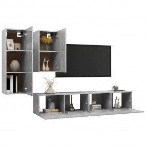 TV Cabinet Set Set of 4 Concrete Grey Engineered wood M...