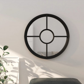 Mirror Black Iron Decorative Inlays Mirror Round Gothic