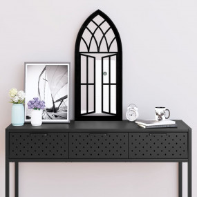 Mirror Black Iron, Glass 27.6x11.8 in Decorative Inlays...