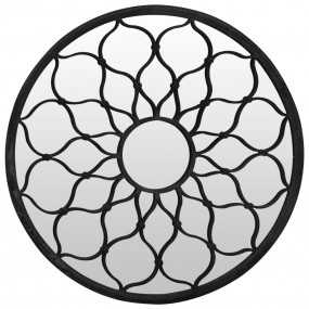 Mirror Black Iron, Glass 23.6 in Diameter Decorative In...