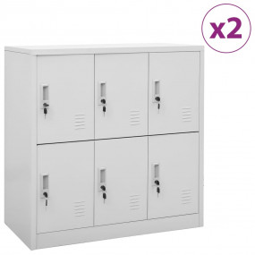 Locker Cabinet Set of 2 Light Grey Steel Medium Locker ...