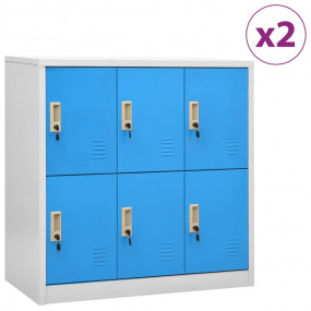 Locker Cabinet Set of 2 Light grey and blue Steel