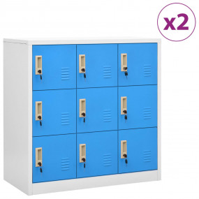 Locker Cabinet Set of 2 Light grey and blue Steel Mediu...