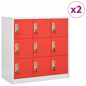 Locker Cabinet Set of 2 Light grey, Red Steel Medium Lo...