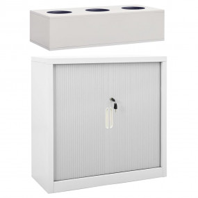 Cabinet With Planter Box Grey Steel 35.4 x 15.7 x 44.5 ...