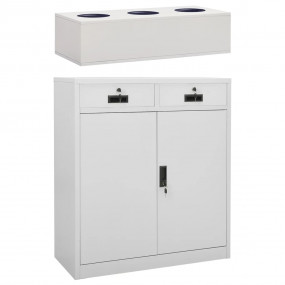 Cabinet With Planter Box Light Grey Steel and Tempered ...