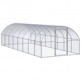 Chicken Coop Silver Galvanized Steel 3x8x6.6 ft Chicken...