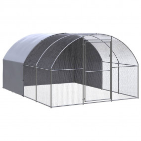 Chicken Coop Silver Galvanized Steel Large Durable Chic...