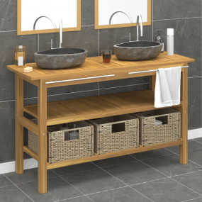 Vanity Cabinet With Sink Teak Wood, Black Teak Wood Lar...