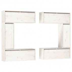 TV Cabinet Set of 6 White Solid Pine Wood TV Cabinet