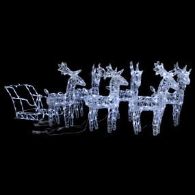 Reindeer And Sleigh Christmas Decoration Cool white