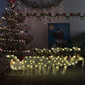 Reindeer And Sleigh Christmas Decoration Set of 6 Gold