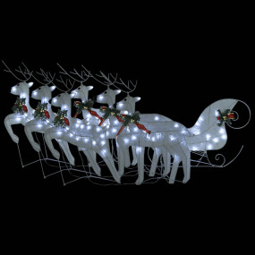 Reindeer and Sleigh Christmas Decoration Set of 6 White...