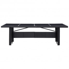 Outdoor Table Black PE rattan, glass, powder-coated ste...