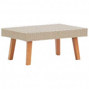 Coffee Table Beige PE Rattan Medium Lightweight Coffee ...