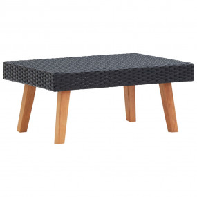 Coffee Table Black PE rattan, powder-coated steel, euca...