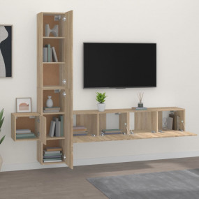 TV Cabinet Set Set of 5 Sonoma Oak Engineered Wood TV C...