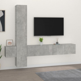TV Cabinet Set Set of 5 Concrete Grey Engineered Wood